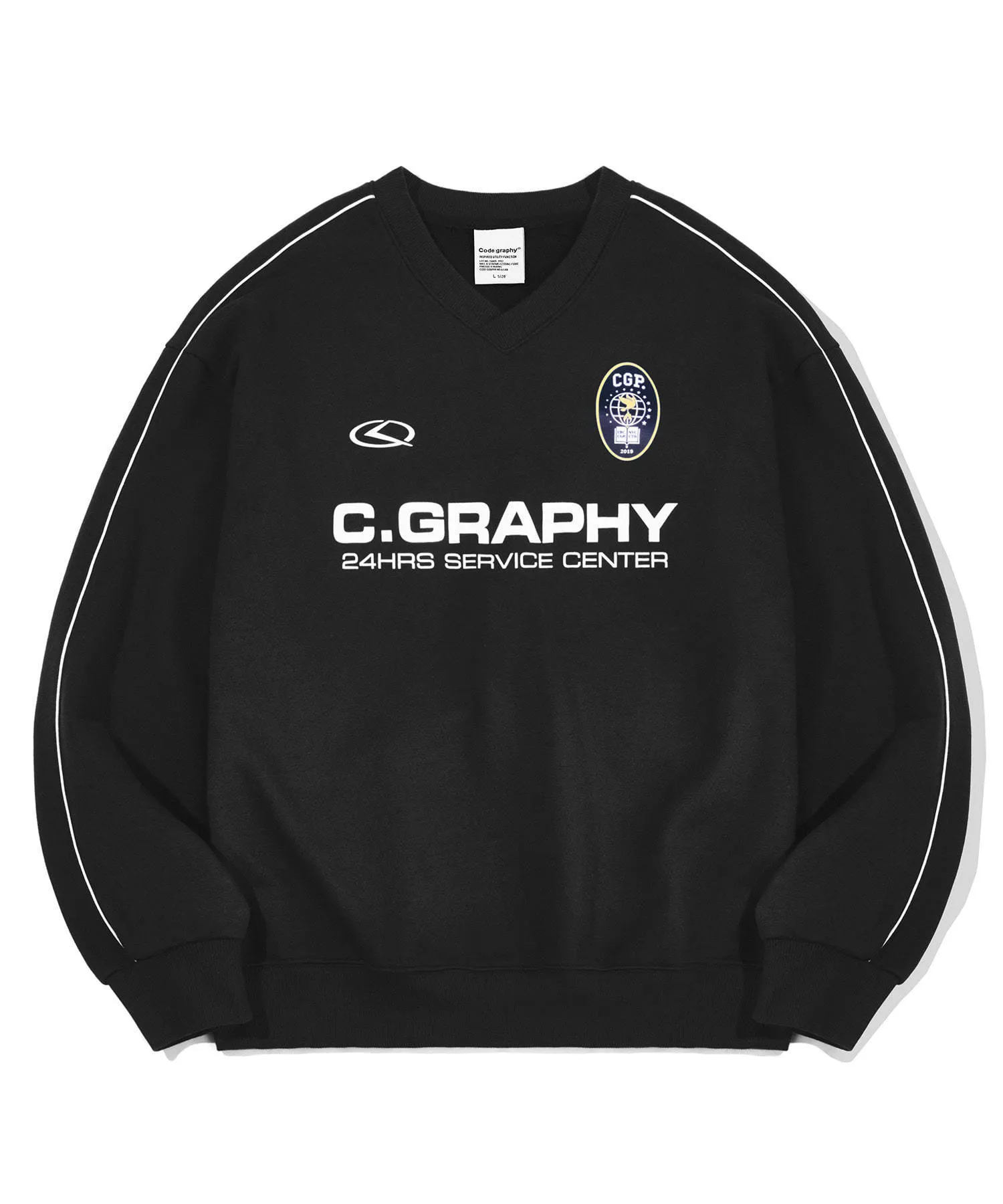 Code graphy  |Unisex Sweat Street Style V-Neck Bi-color Long Sleeves