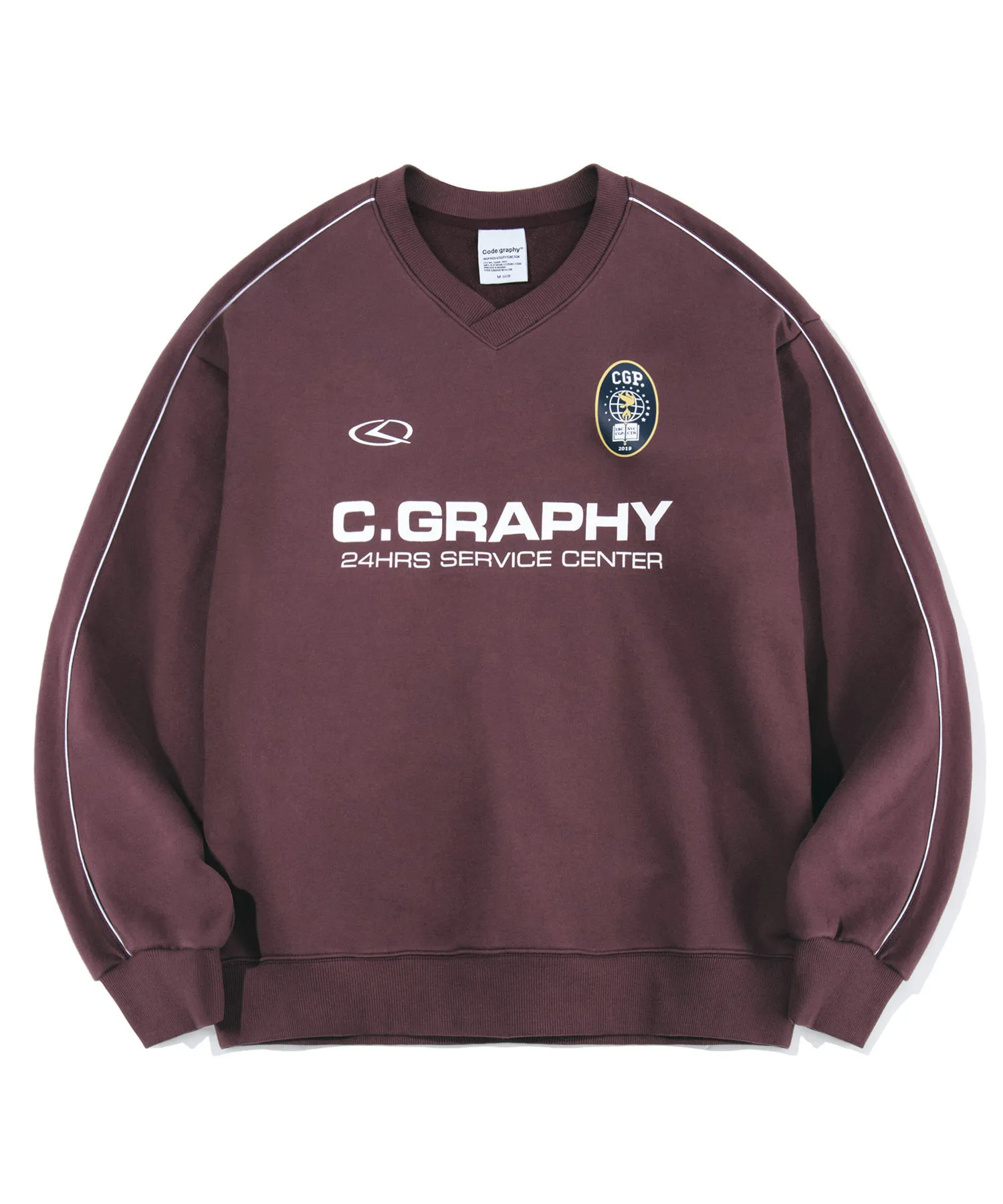 Code graphy  |Unisex Sweat Street Style V-Neck Bi-color Long Sleeves