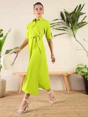 Collar Buttoned Down Shirt Maxi Dress