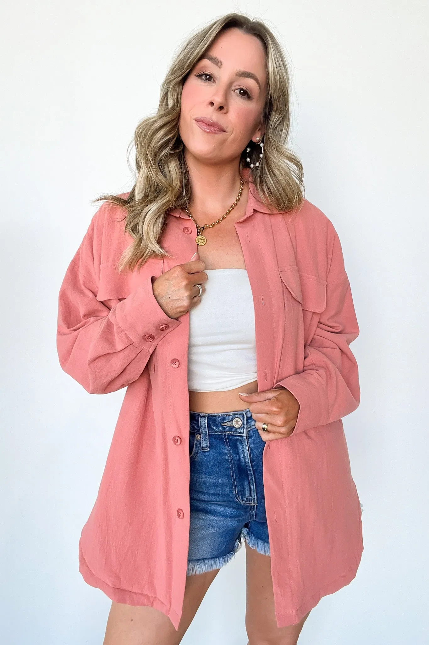 Confident Persona Oversized Button Down Shacket