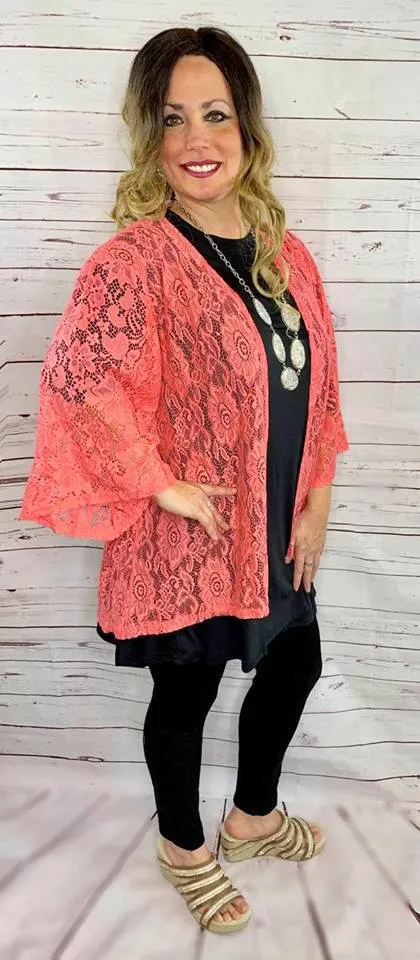 Coral Lace Cardigan