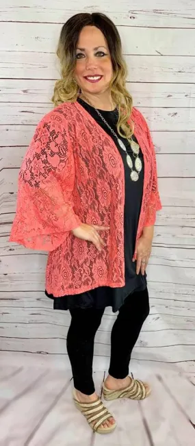 Coral Lace Cardigan