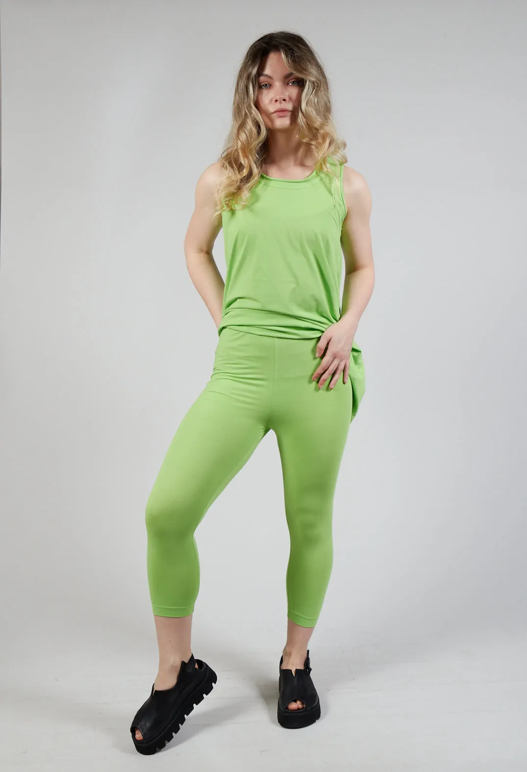 Cropped Jersey Leggings in Lime