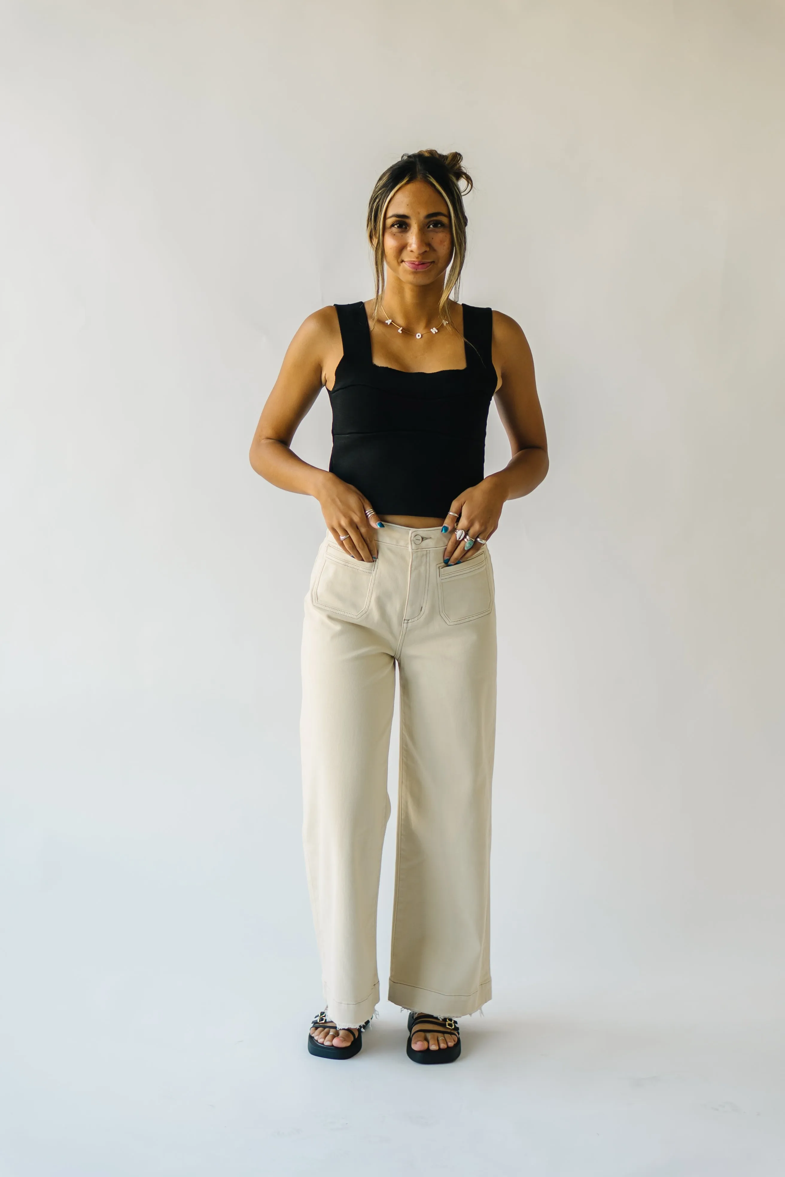 Denim: Montero Wide Leg Jean in Ecru