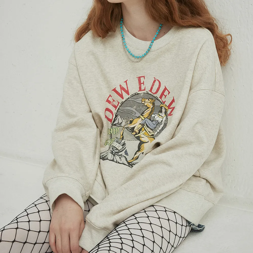 DEW E DEW E  |Unisex Street Style Long Sleeves Cotton Oversized Logo