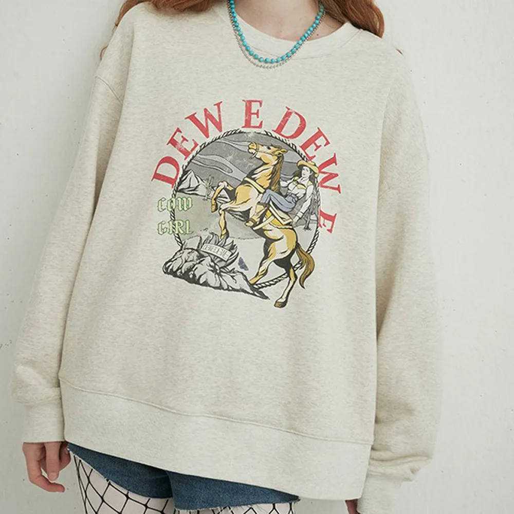 DEW E DEW E  |Unisex Street Style Long Sleeves Cotton Oversized Logo