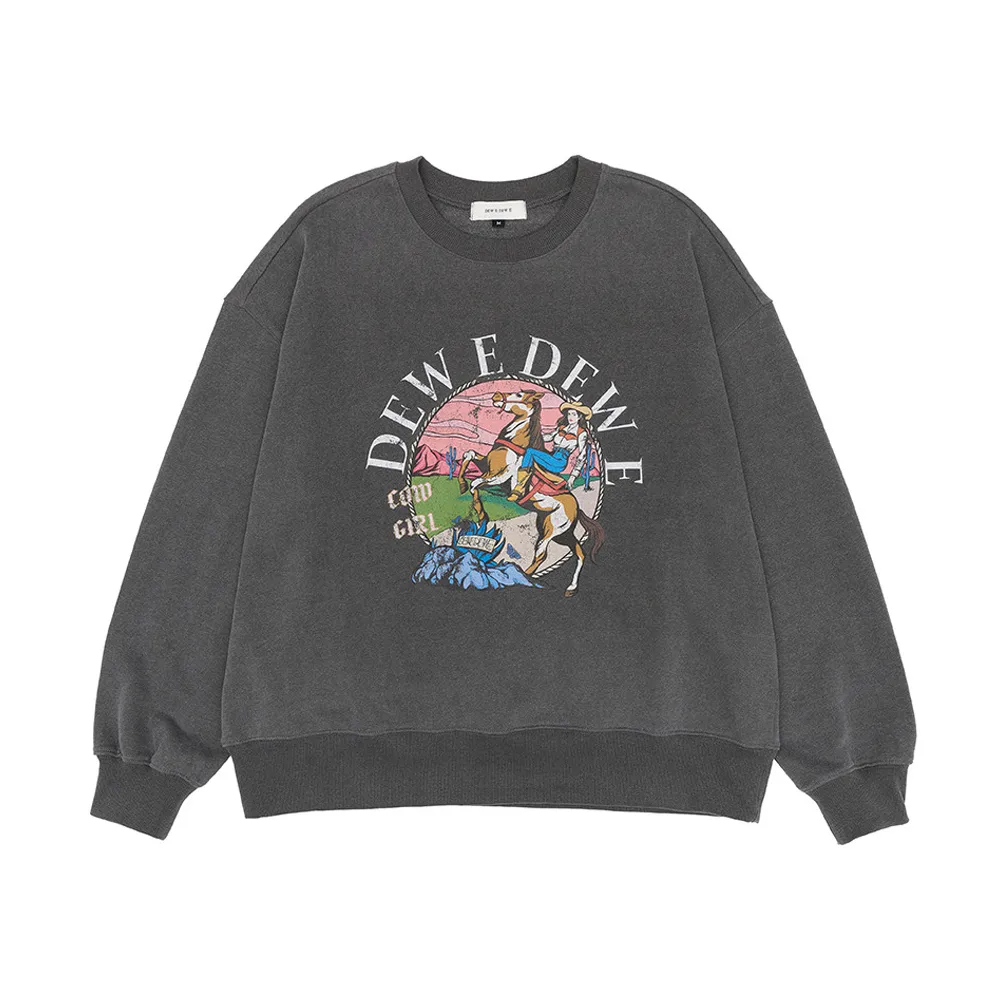 DEW E DEW E  |Unisex Street Style Long Sleeves Cotton Oversized Logo