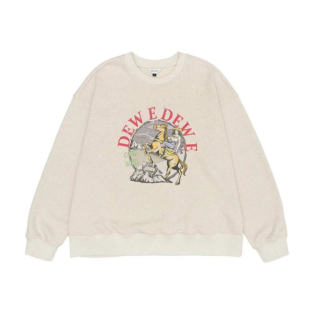 DEW E DEW E  |Unisex Street Style Long Sleeves Cotton Oversized Logo