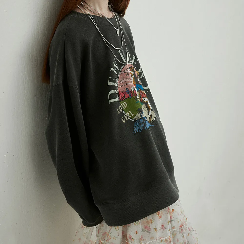 DEW E DEW E  |Unisex Street Style Long Sleeves Cotton Oversized Logo