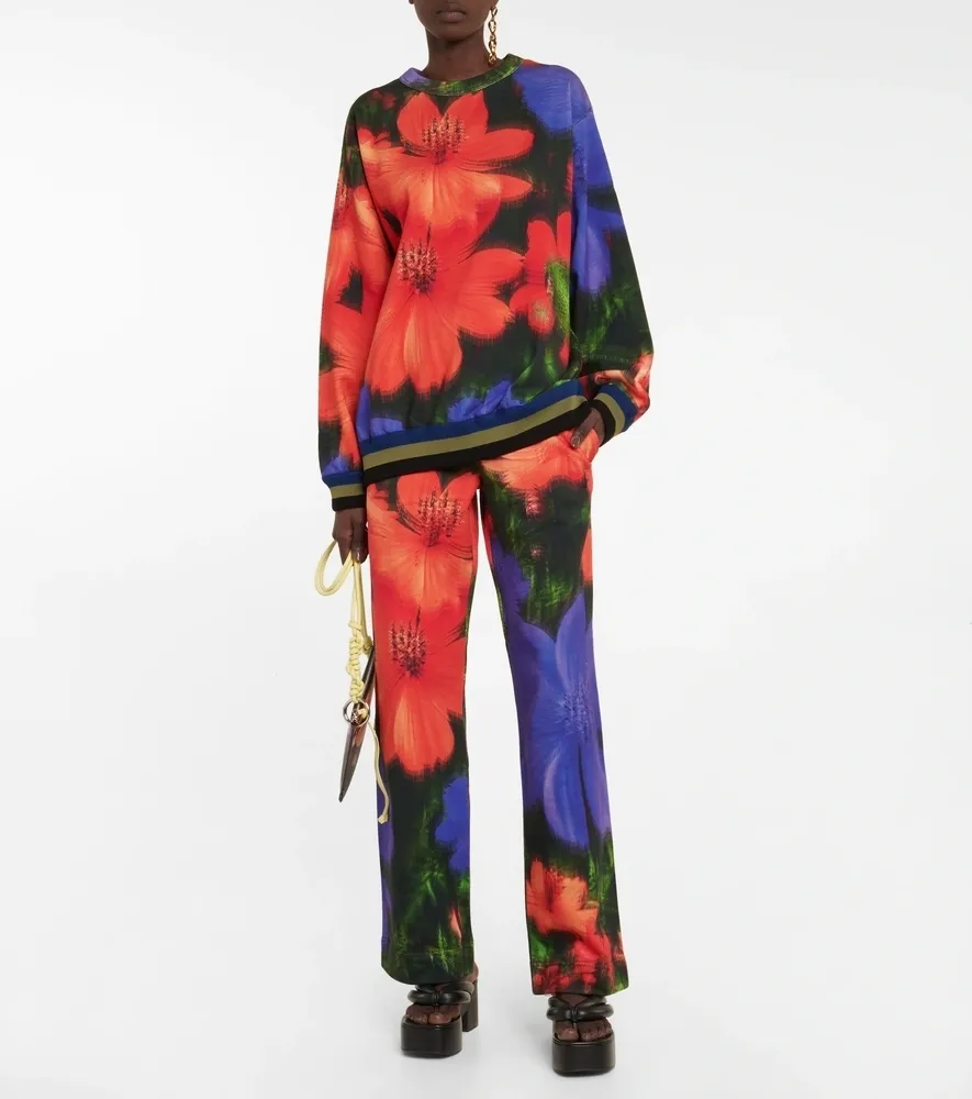 Dries Van Noten  |Crew Neck Flower Patterns Street Style Long Sleeves Cotton