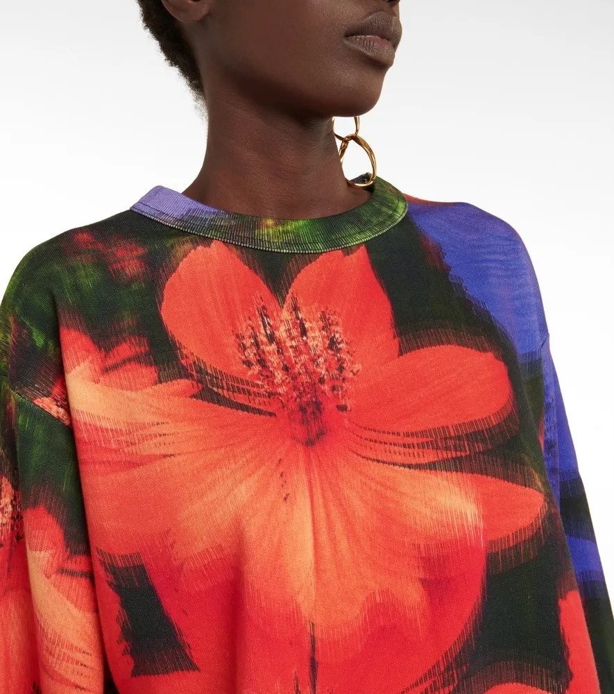 Dries Van Noten  |Crew Neck Flower Patterns Street Style Long Sleeves Cotton