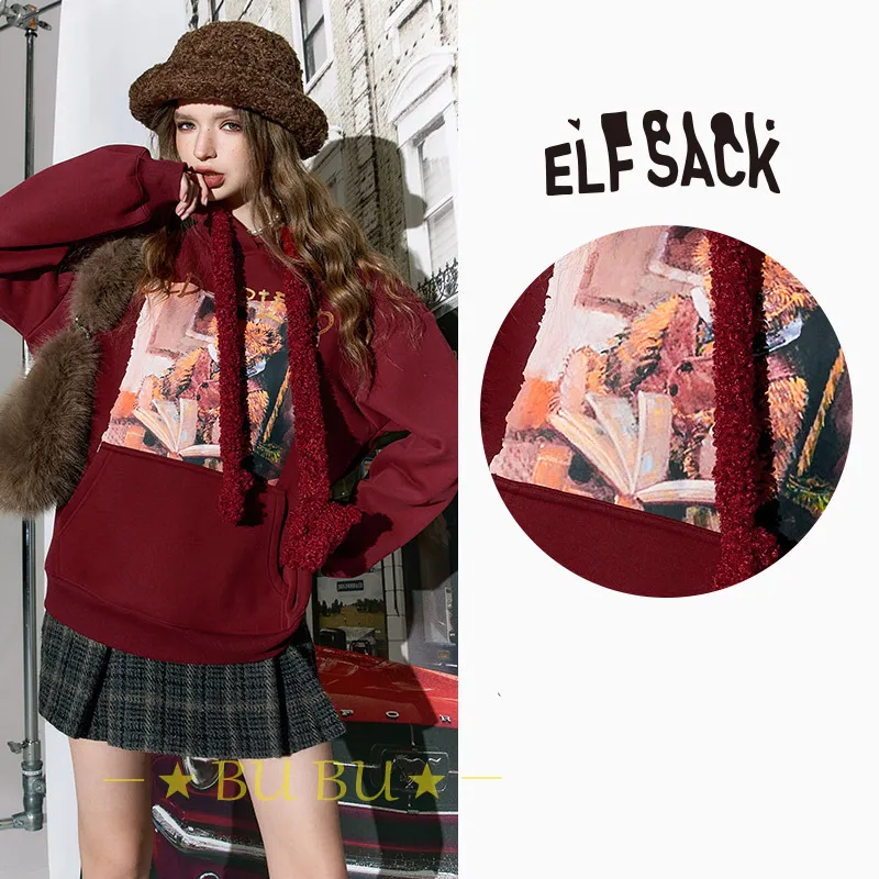 ELF SACK  |Sweat Blended Fabrics Street Style Long Sleeves