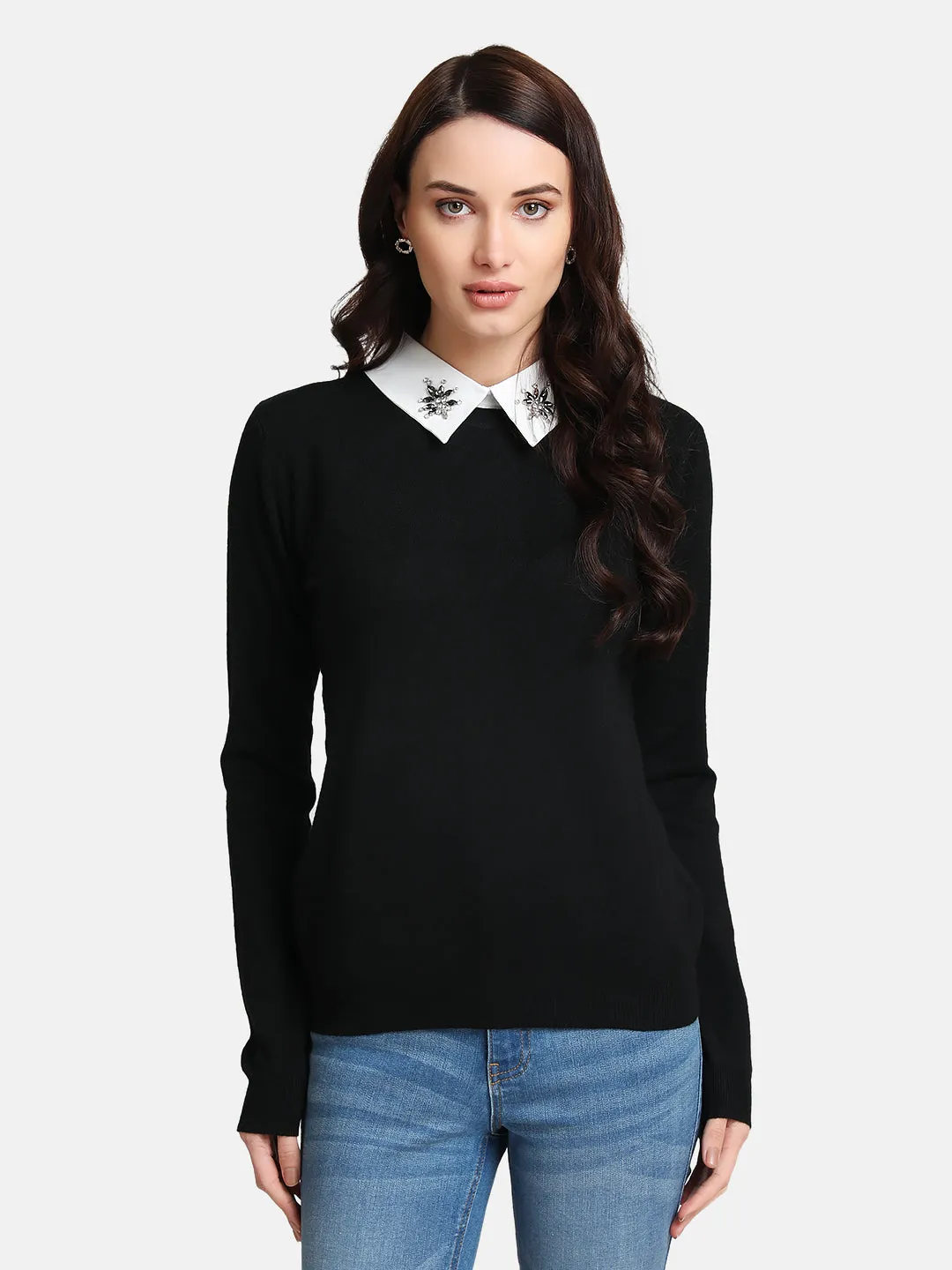 Embellished Collar Pullover