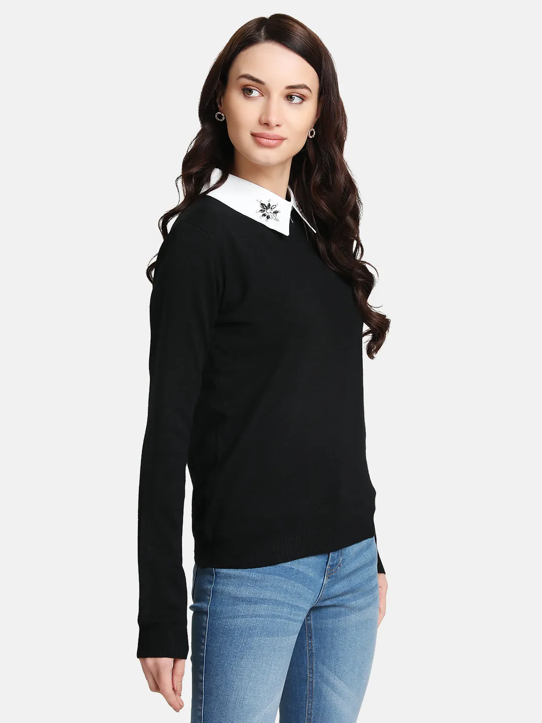 Embellished Collar Pullover