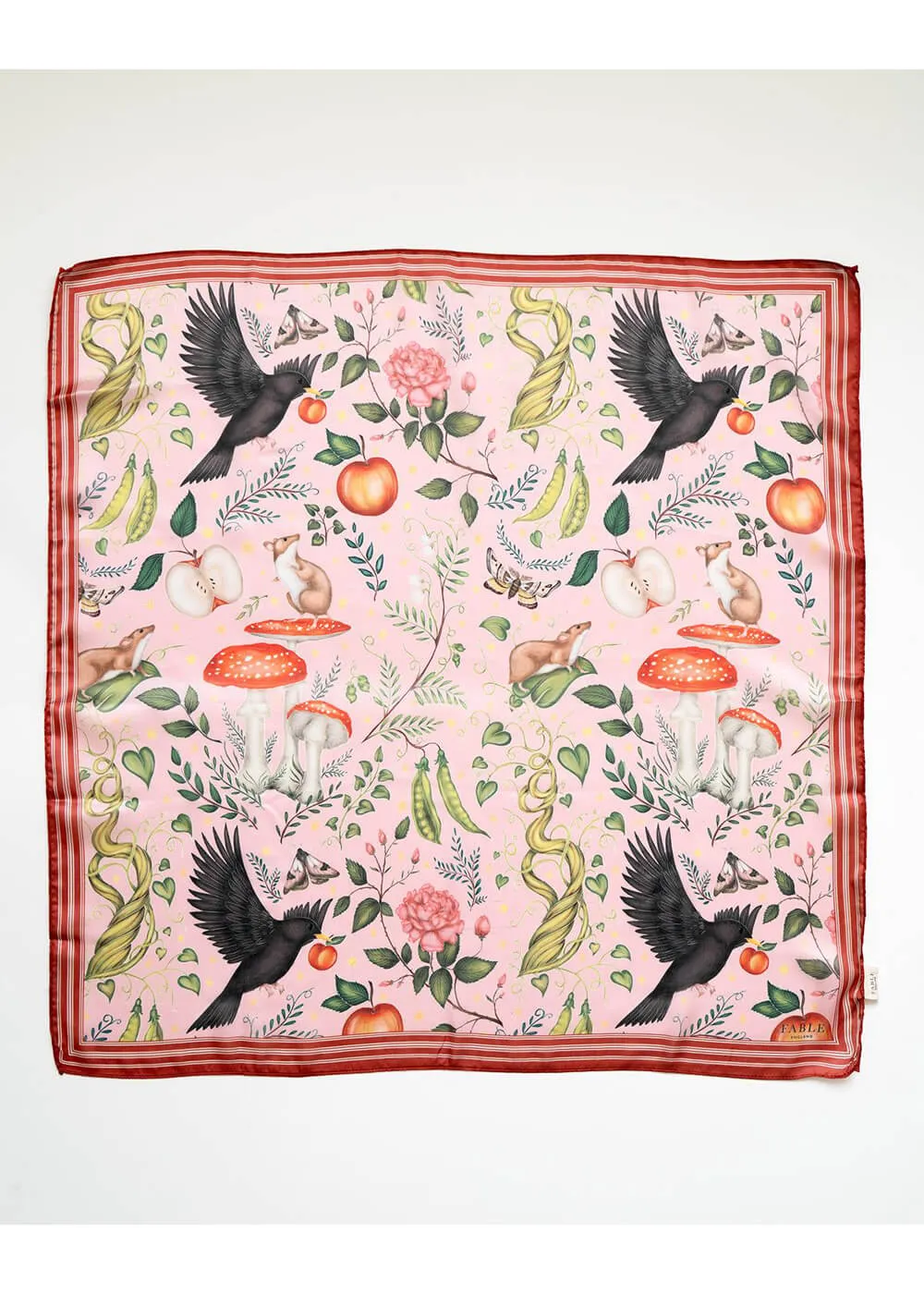 Fable England Into The Woods Square Scarf Pink