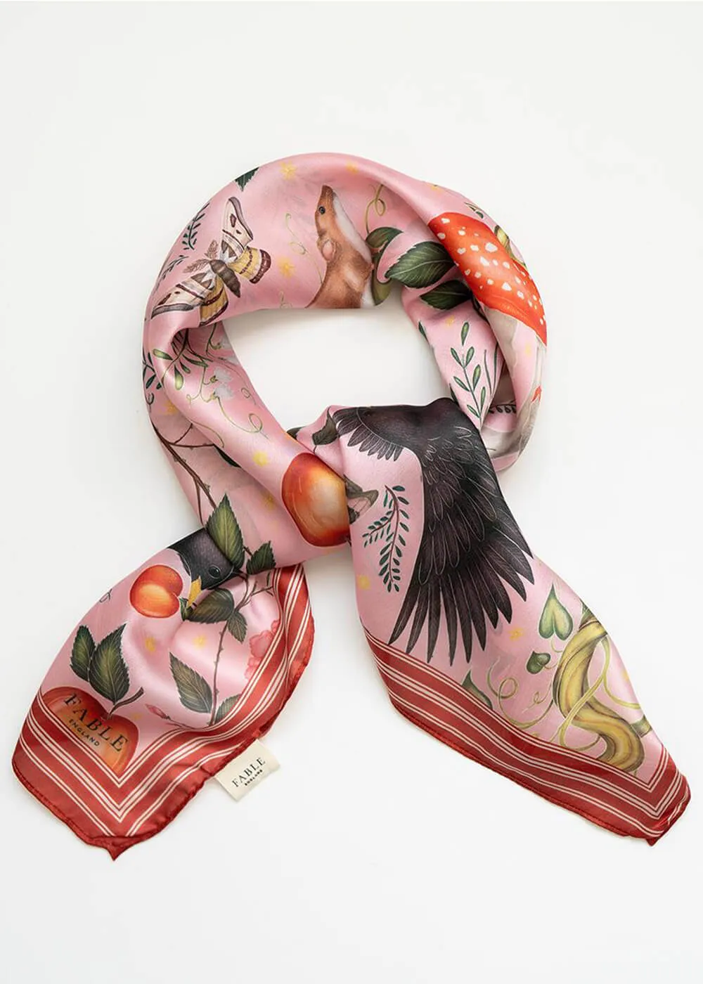 Fable England Into The Woods Square Scarf Pink