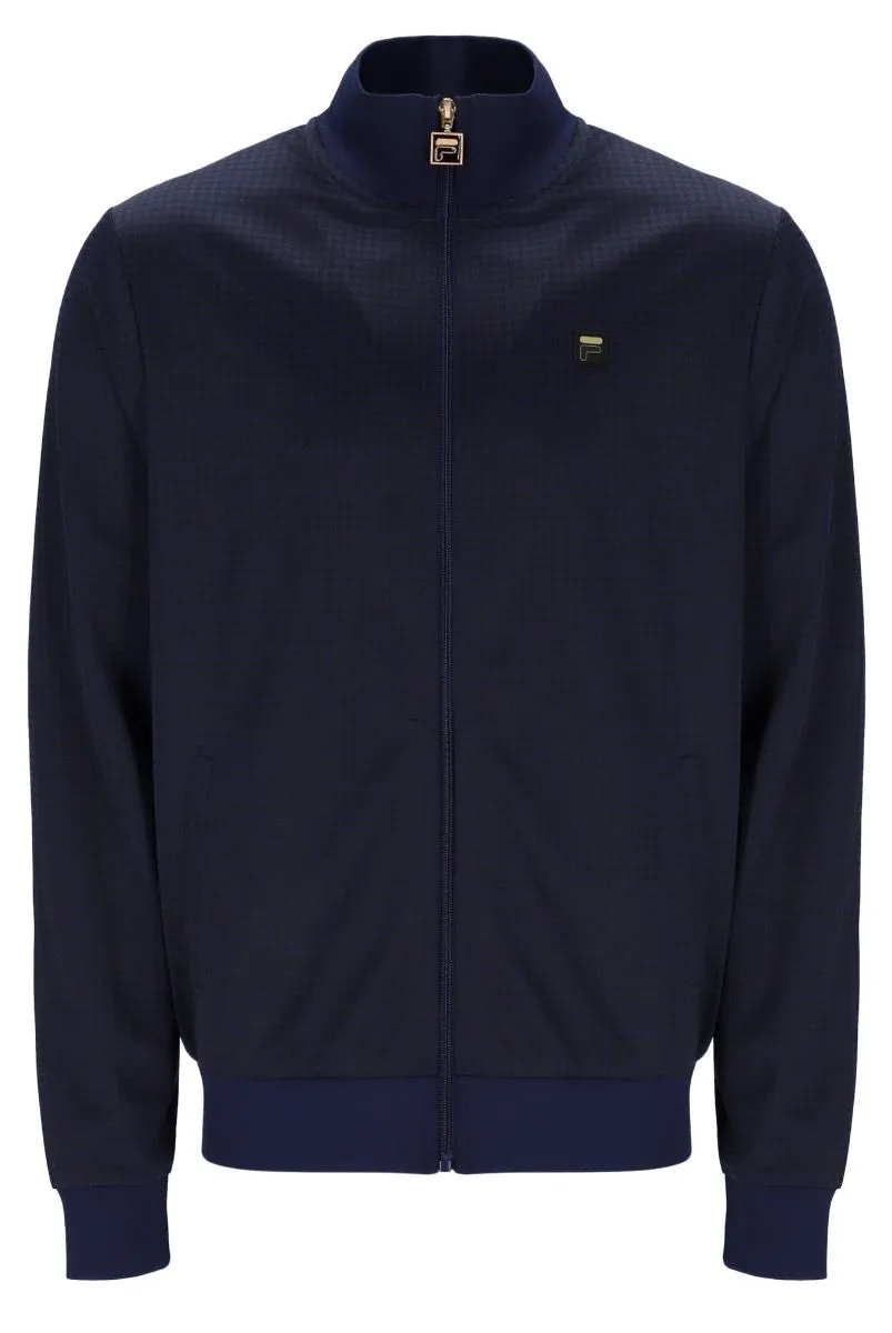 Fila Terzo Shiny Houndstooth Track Jacket Navy Tonal