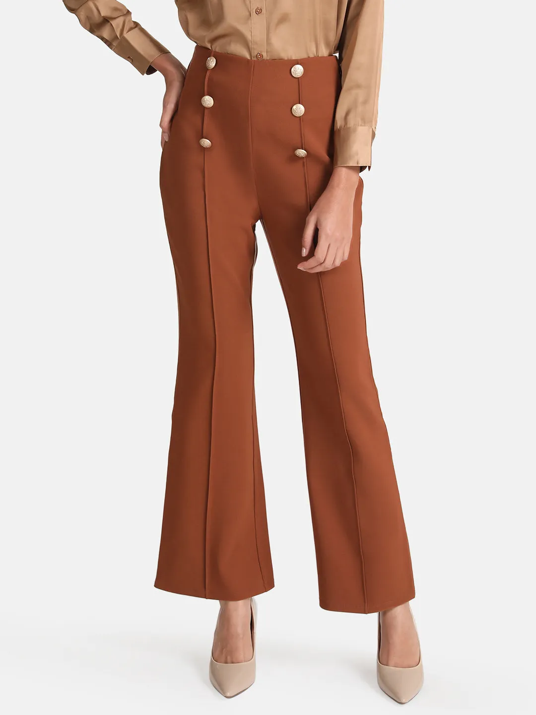 Flared Trousers With Buttons