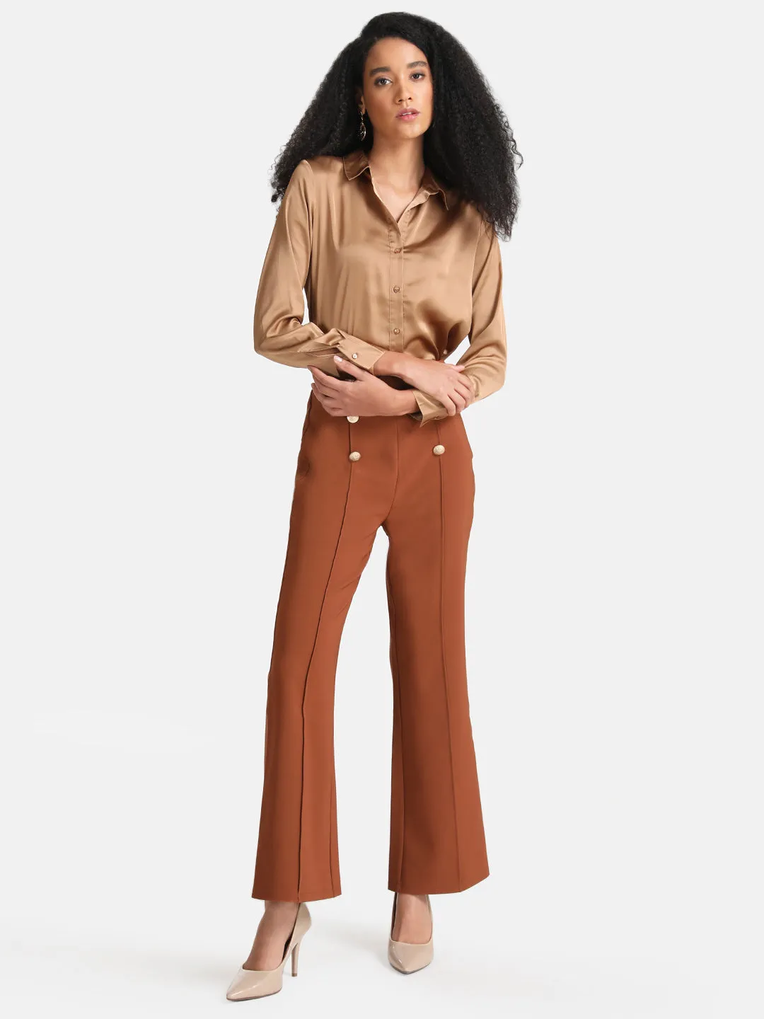 Flared Trousers With Buttons