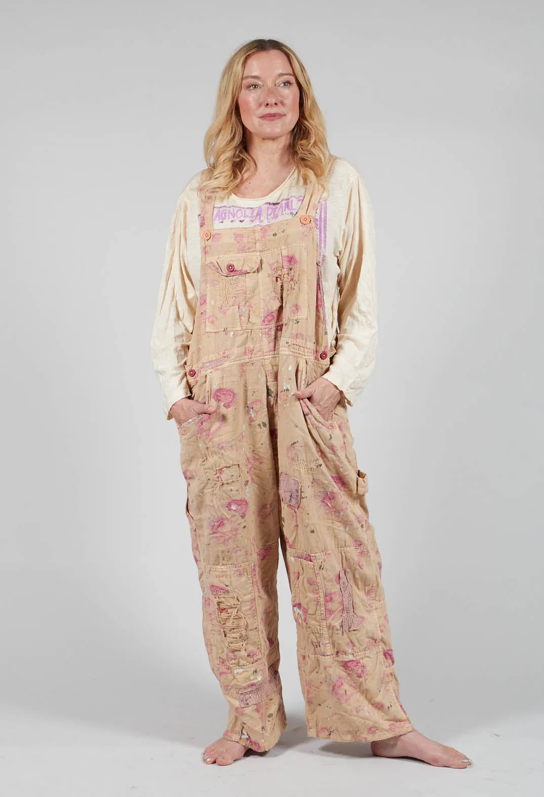 Floral Print Love Overalls in Orchid Bloom