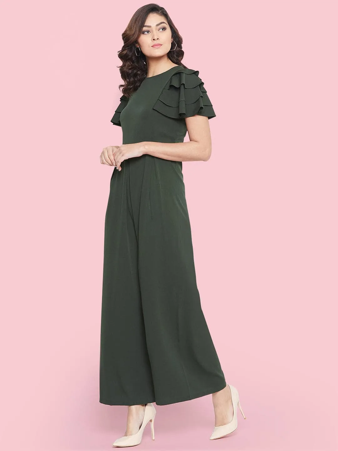 Full Length Ruffled Sleeve Jumpsuit