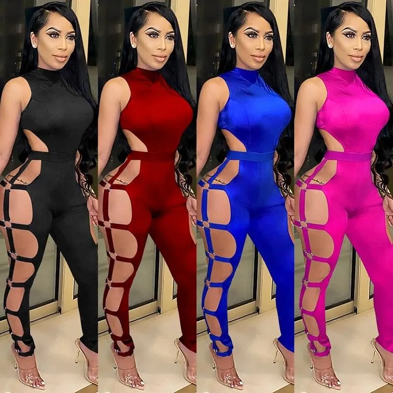 Get Ready to Turn Heads with Our Backless Hollow Out Bodycon Jumpsuit Romper Overall for Club Night Outfits