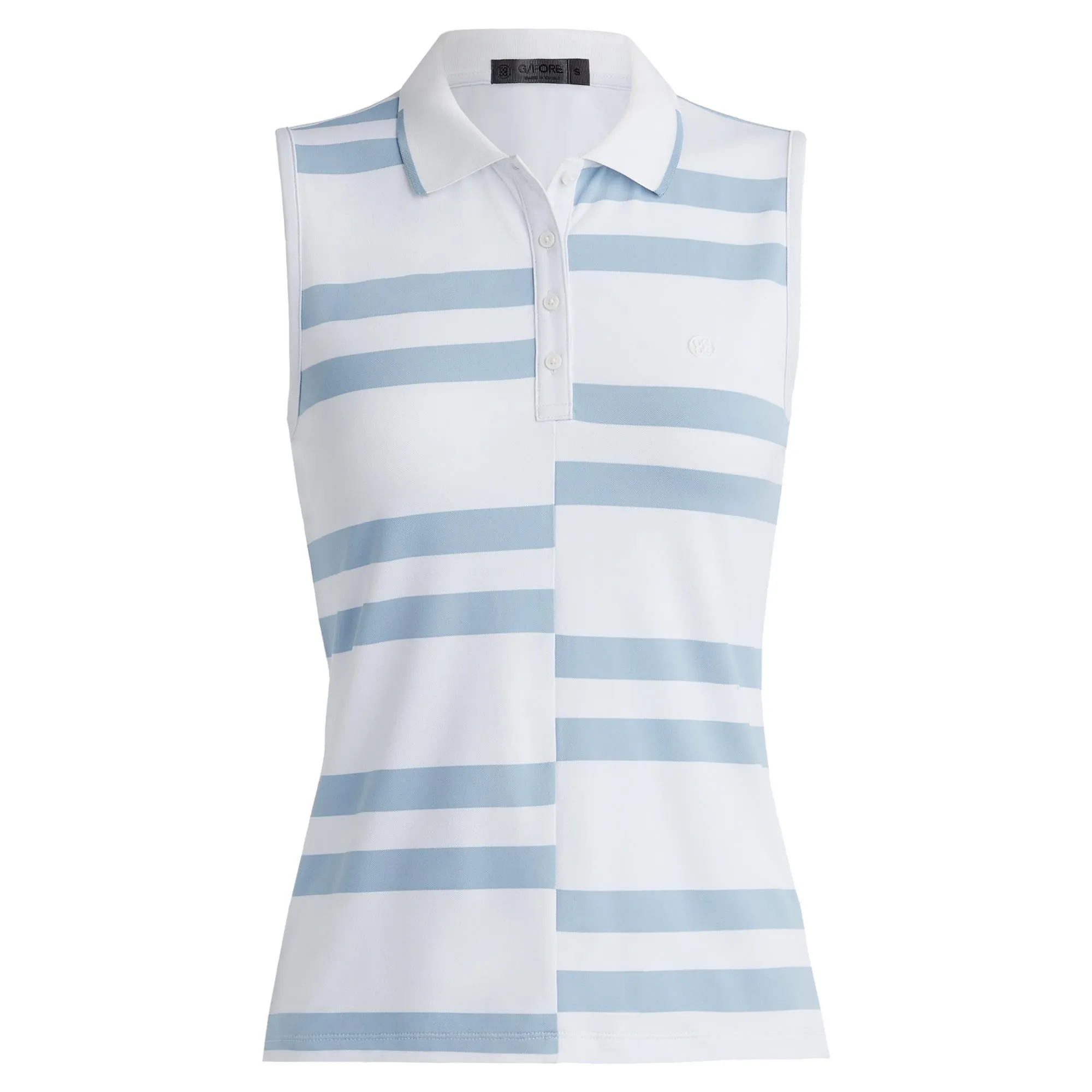 G/FORE Offset Stripe Tech Pique Ladies Sleeveless Golf Polo Shirt Snow