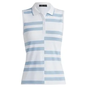 G/FORE Offset Stripe Tech Pique Ladies Sleeveless Golf Polo Shirt Snow