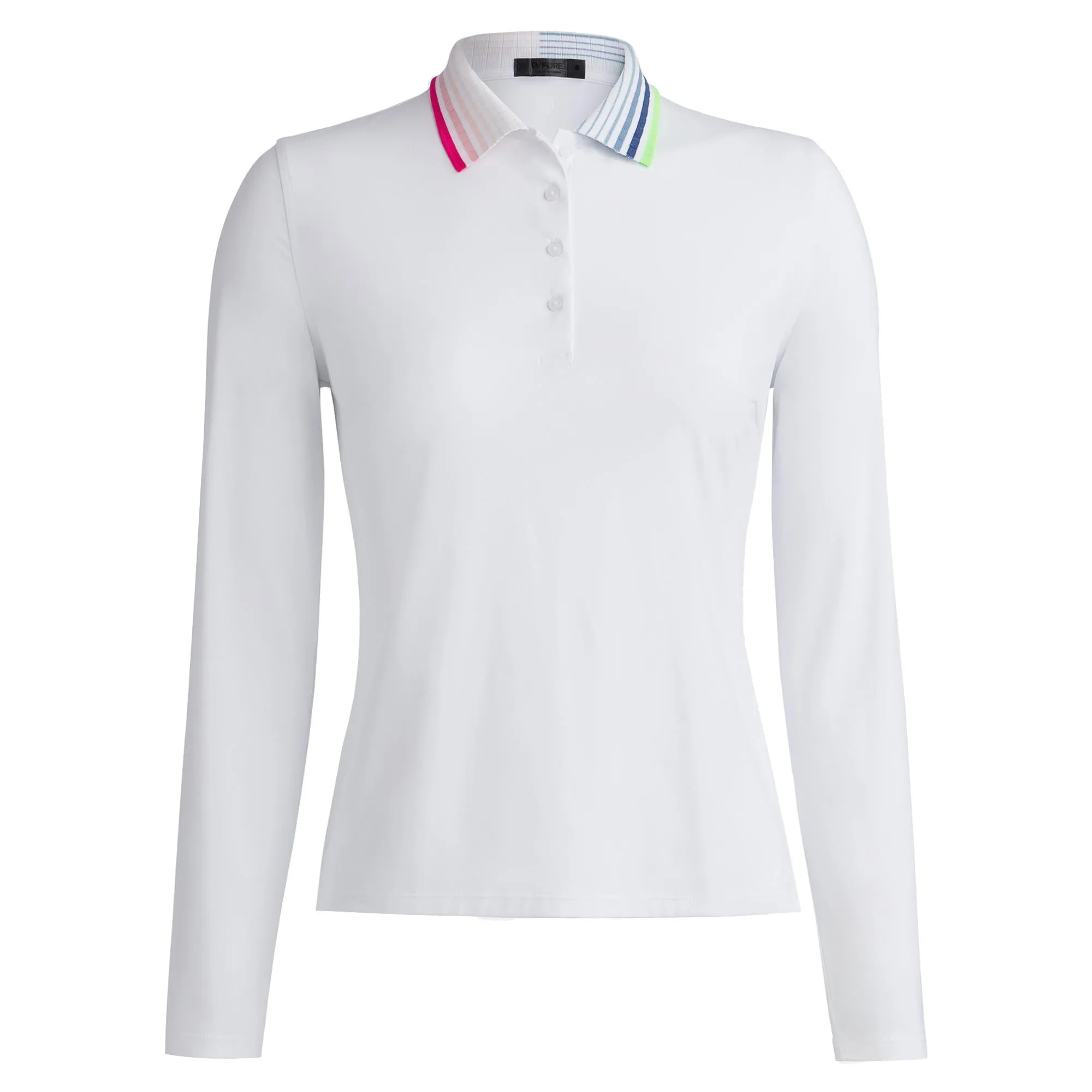 G/FORE Pleated Contrast Collar Cooling Ladies Long Sleeve Golf Polo Snow