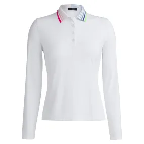 G/FORE Pleated Contrast Collar Cooling Ladies Long Sleeve Golf Polo Snow