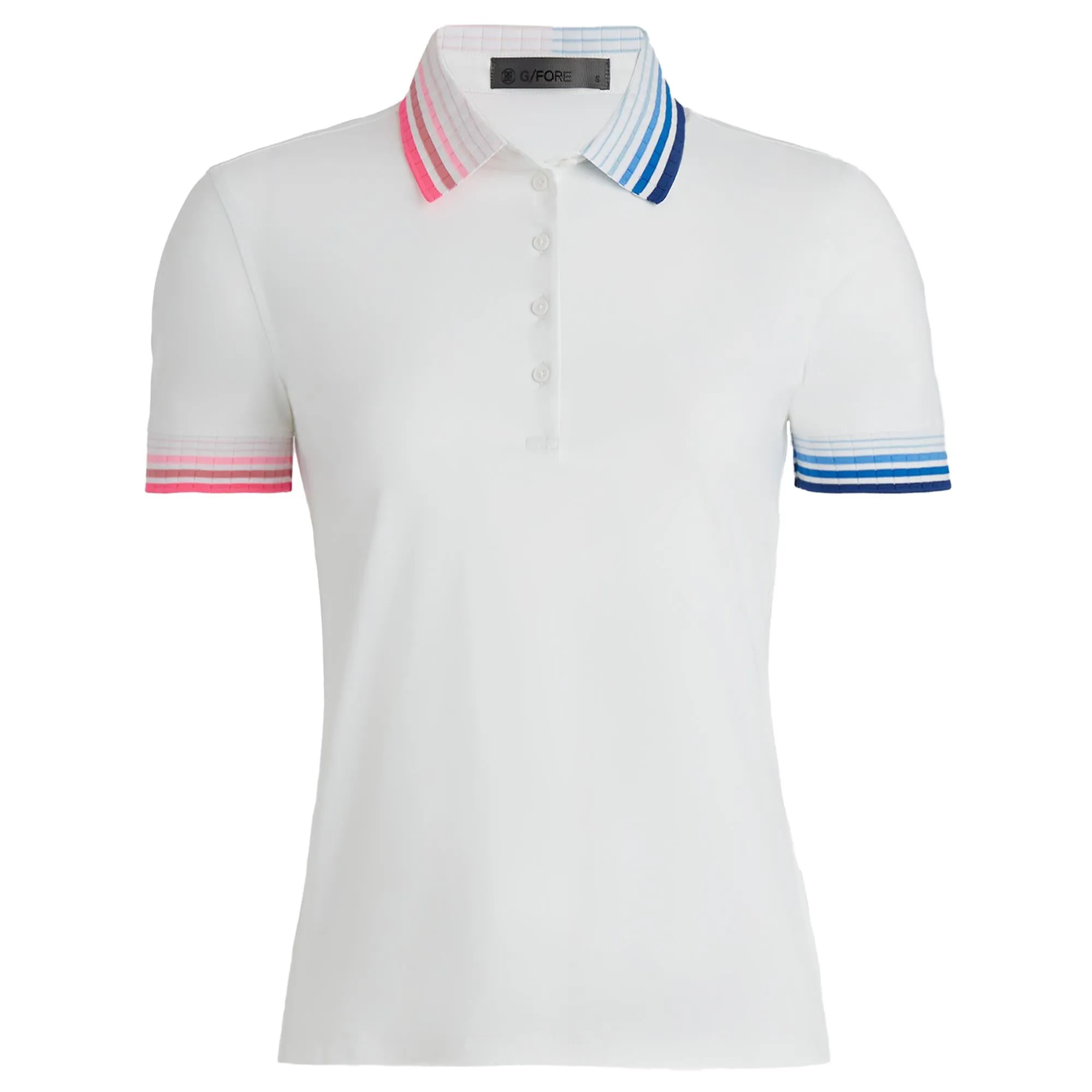 G/FORE Pleated Contrast Collar Silky Tech Nylon Ladies Golf Polo Snow