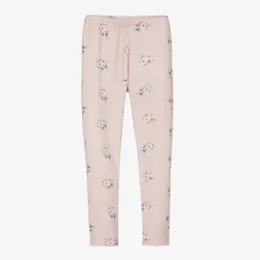 Girls Blush Pink Floral Print Leggings 