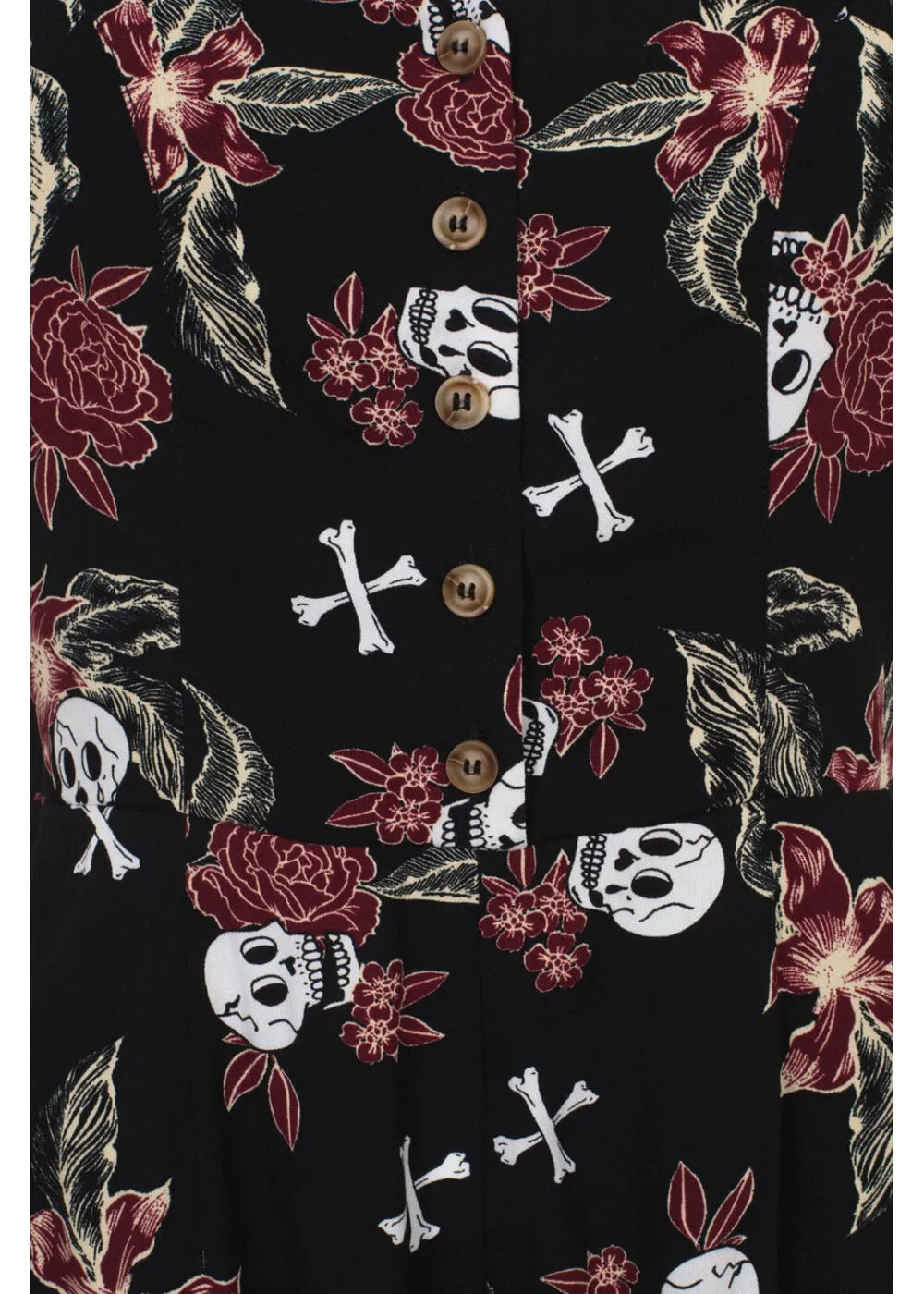 Hell Bunny Alani Skulls 40's Jumpsuit Black Red