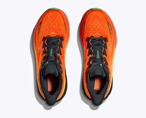 Hoka Men’s Clifton 9 Athletic Shoes-Flame/Vibrant Orange