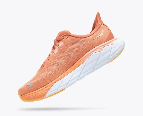 Hoka Womens Arahi 6 Athletic Shoes- Sun Baked/ Shell Coral