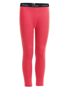 icebreaker Merino Base Layer Kids' Unisex 260 Tech Leggings Tights (Dark Blue/ Pink)