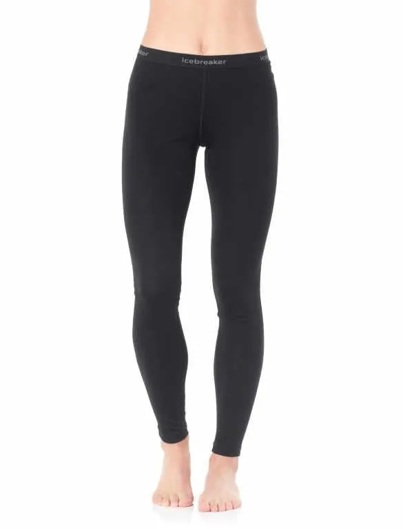 icebreaker Merino Base Layer Women's Merino 200 Oasis Leggings Tights - Black Jet Heather Navy