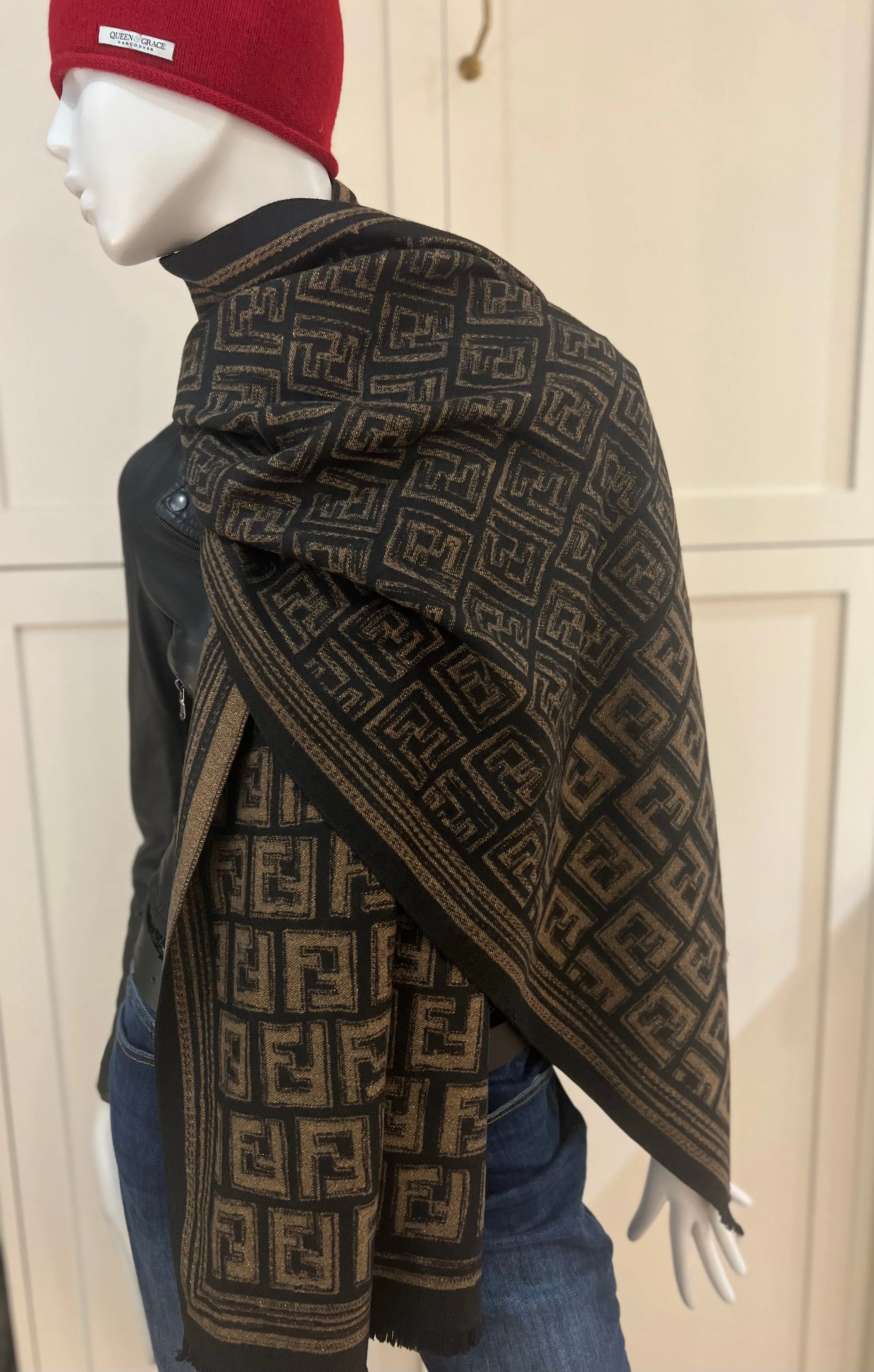 Italian Brown & Black Sparkle Scarf Effie