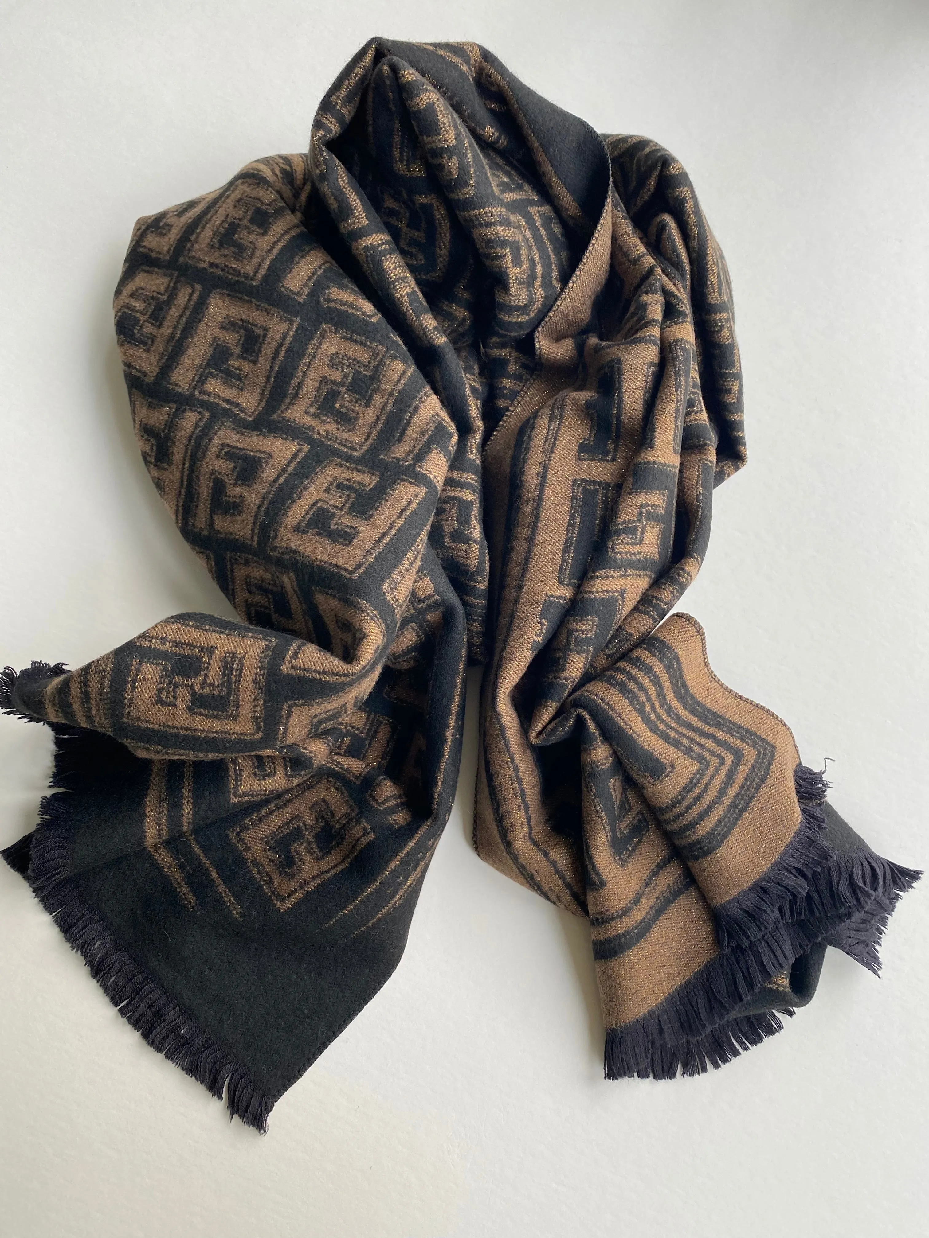 Italian Brown & Black Sparkle Scarf Effie