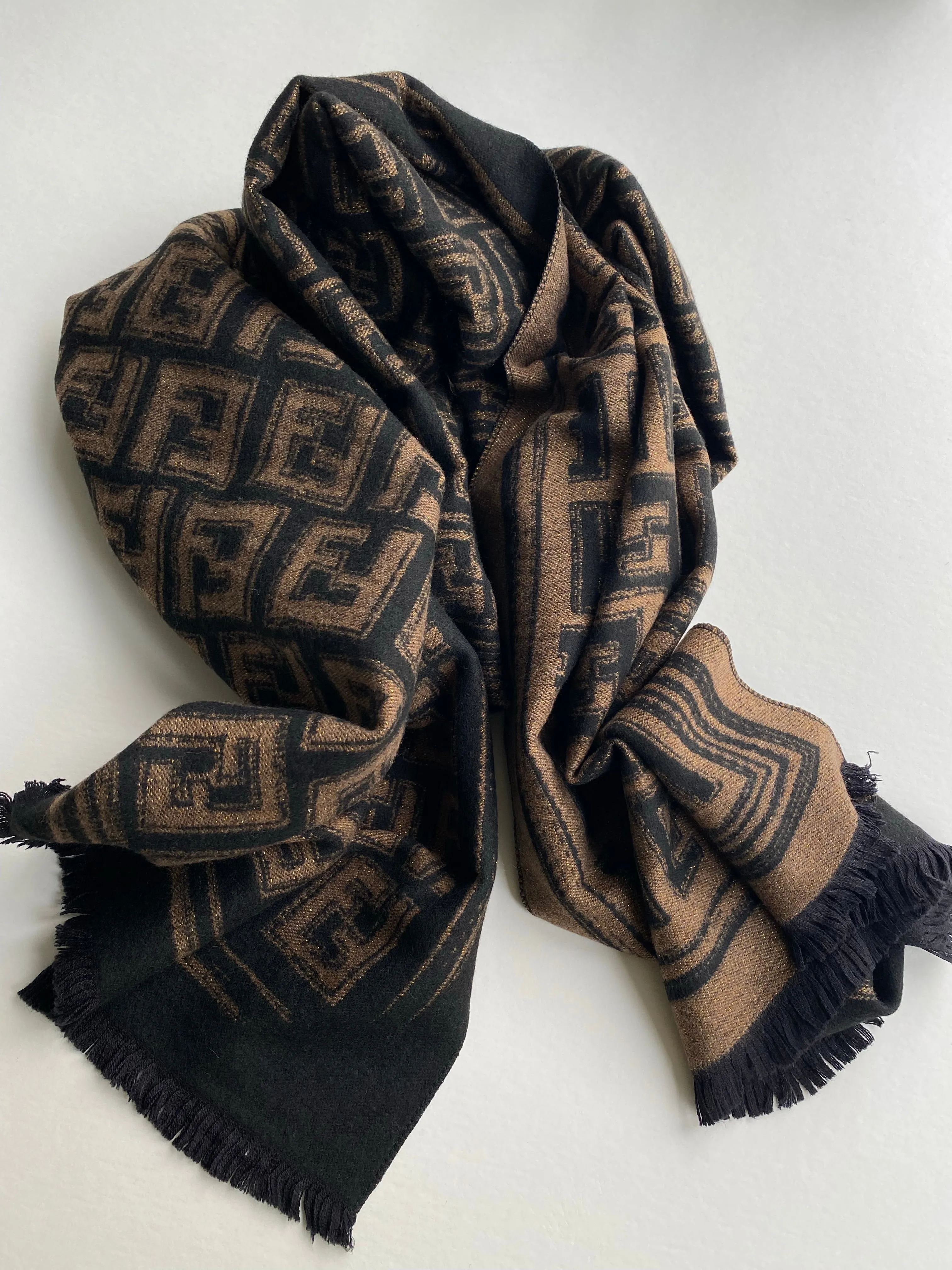 Italian Brown & Black Sparkle Scarf Effie