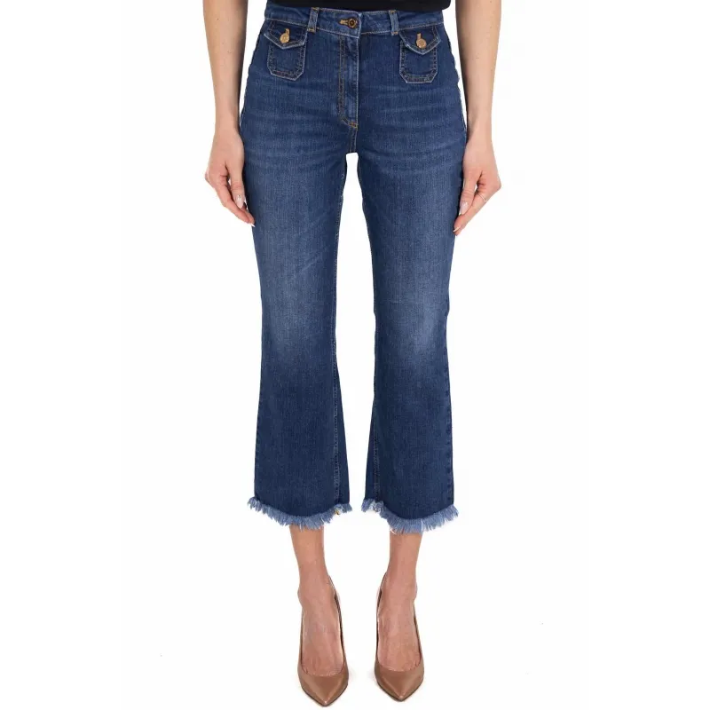 JEANS CROPPED A ZAMPETTA, BLU