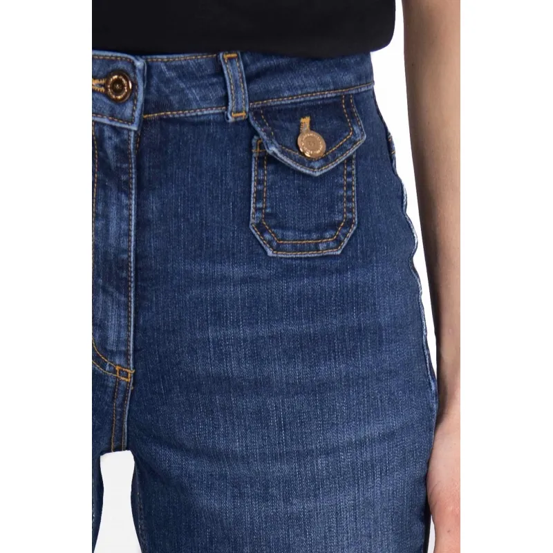 JEANS CROPPED A ZAMPETTA, BLU