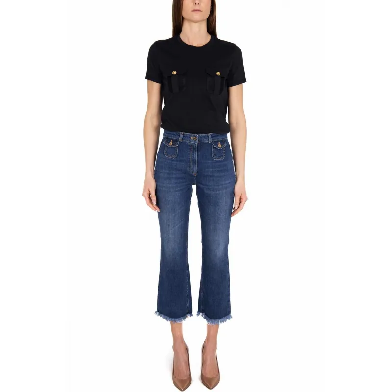 JEANS CROPPED A ZAMPETTA, BLU