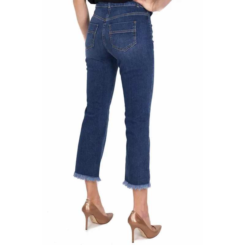 JEANS CROPPED A ZAMPETTA, BLU