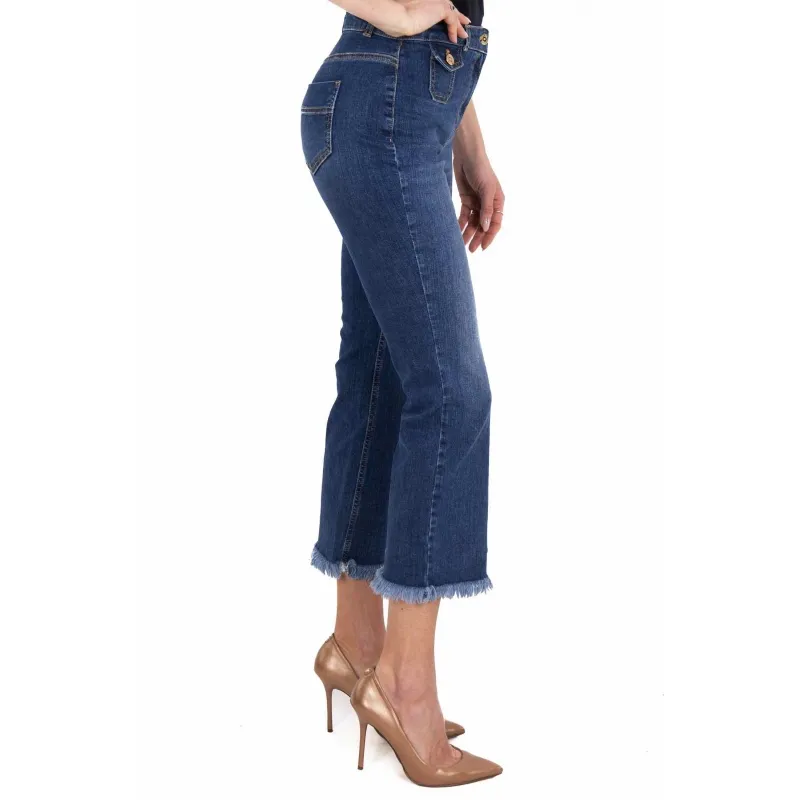 JEANS CROPPED A ZAMPETTA, BLU