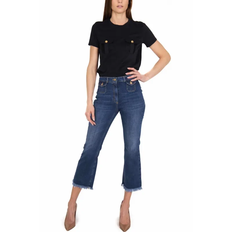 JEANS CROPPED A ZAMPETTA, BLU