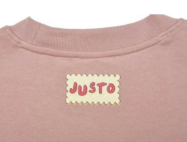 JUSTO  |Unisex Studded Street Style U-Neck Long Sleeves Plain Cotton