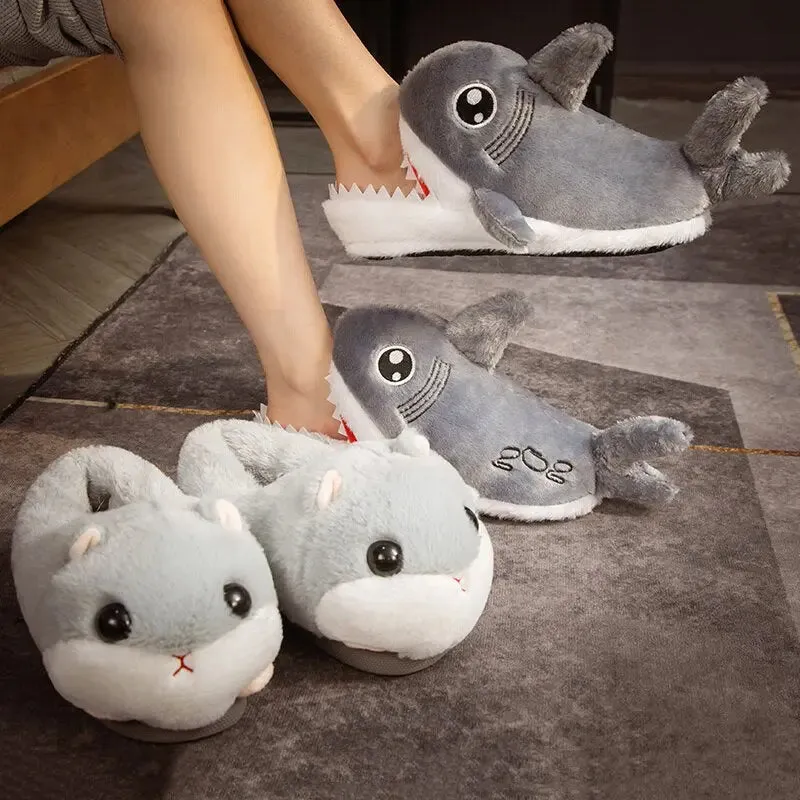 Kawaii Hamster Plush Pig Shark Slippers Stuffed Animal Slippers LIN76