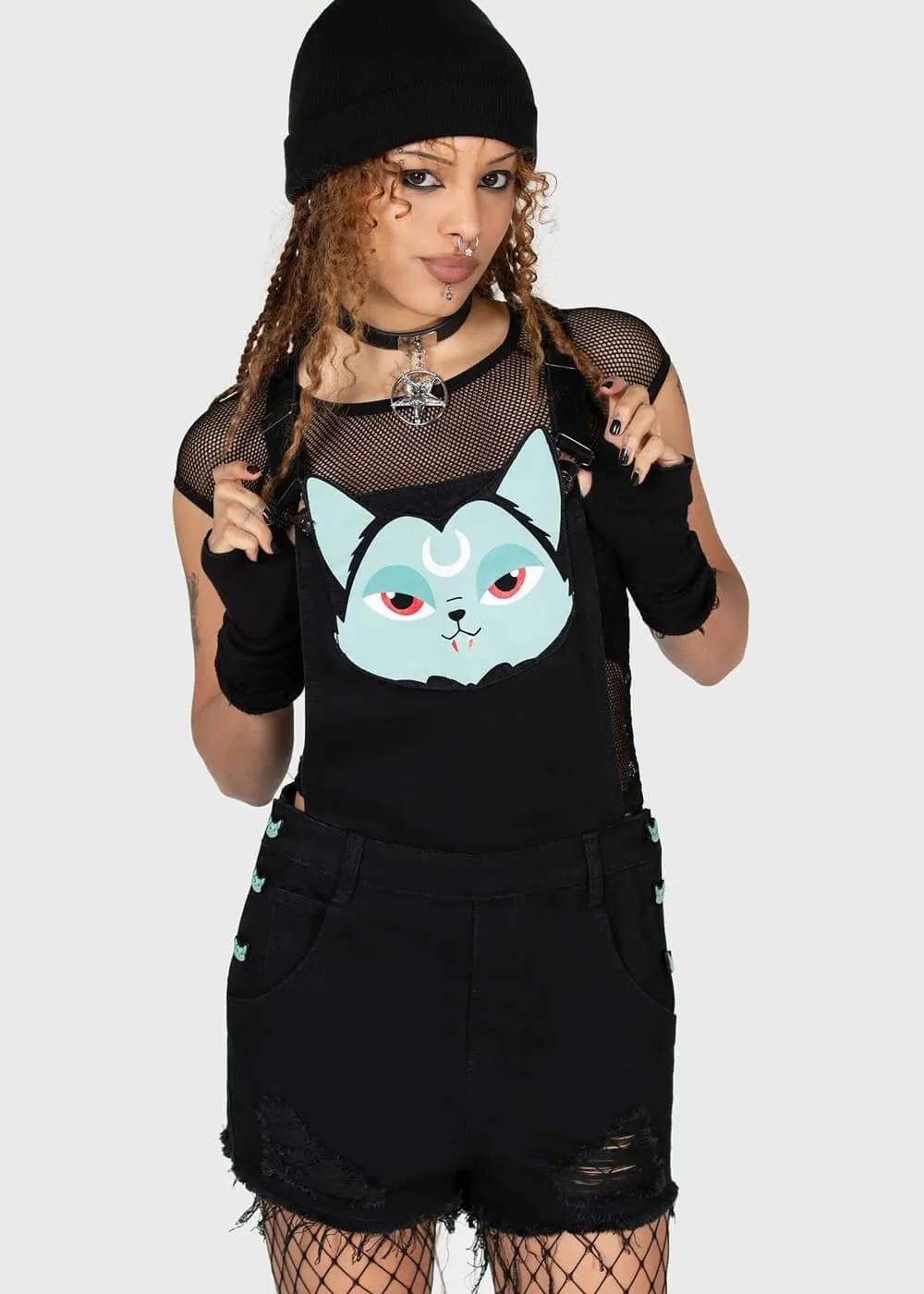 Killstar Little Vampurr Cat Overalls Playsuit Black