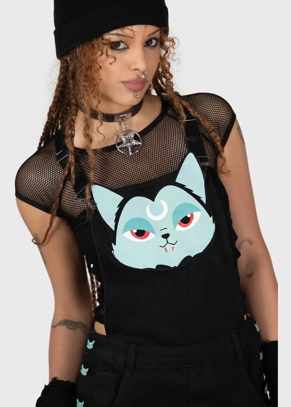 Killstar Little Vampurr Cat Overalls Playsuit Black